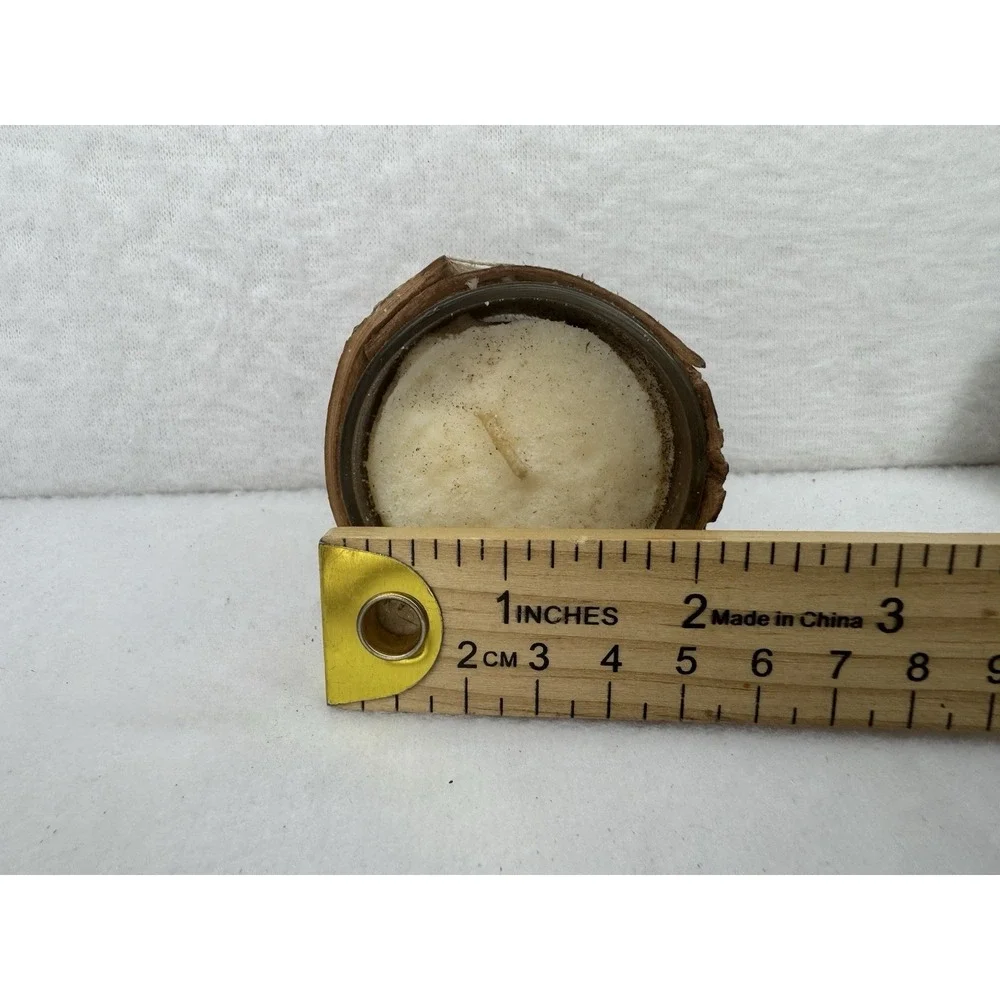 Crate & Barrel Birch Wrapped Votive Candles‎ Lot of 2 Rustic Wood Candles NEW